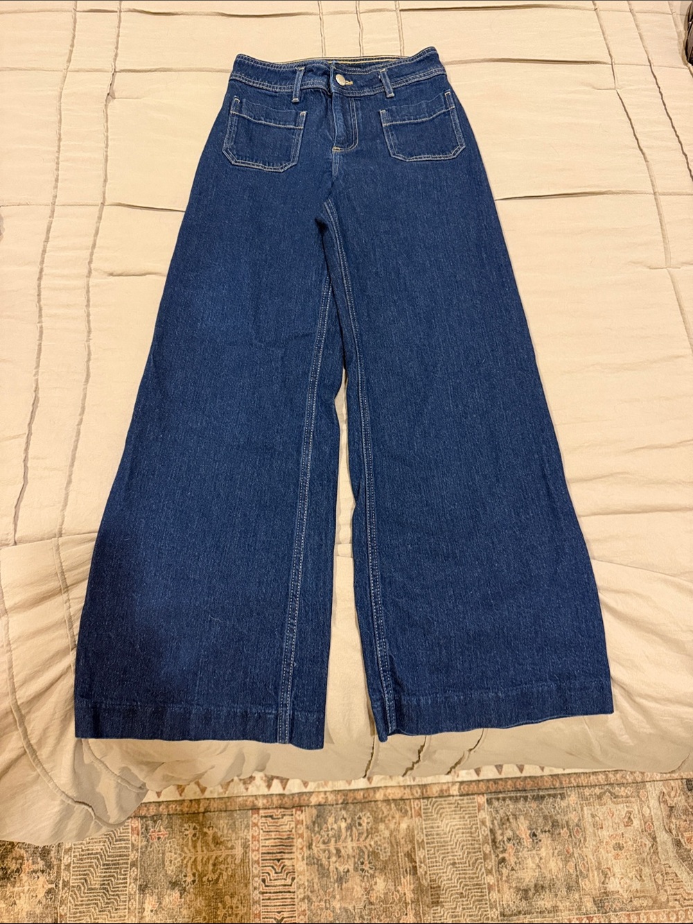 Mango Wide-Leg High-Rise Dark Blue Jeans
